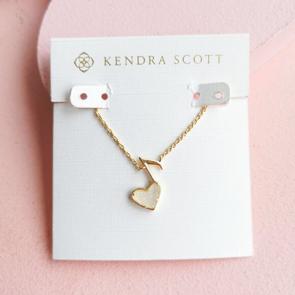 Kendra Scott - Ari Heart Music Note Drusy Gold Necklace - NEW - Picture 1 of 4